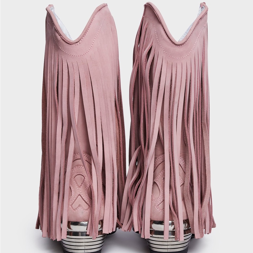 Dolls Kill Pink Fringe Western Boots - Picture 4 of 12